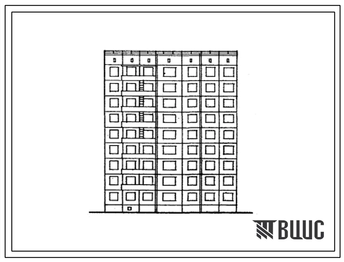 Типовой проект 97-090/1 Девятиэтажная блок-секция рядовая левая на 27 квартир (двухкомнатных 2Б-9, трехкомнатных 3Б-9, четырехкомнатных 4Б-9). Для строительства в 1В климатическом подрайоне Красноярского края
