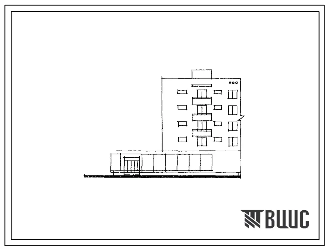 Типовой проект 109-032с Пятиэтажная одинарная блок-секция Т-2Б.3А левая на 8 квартир с магазином.
