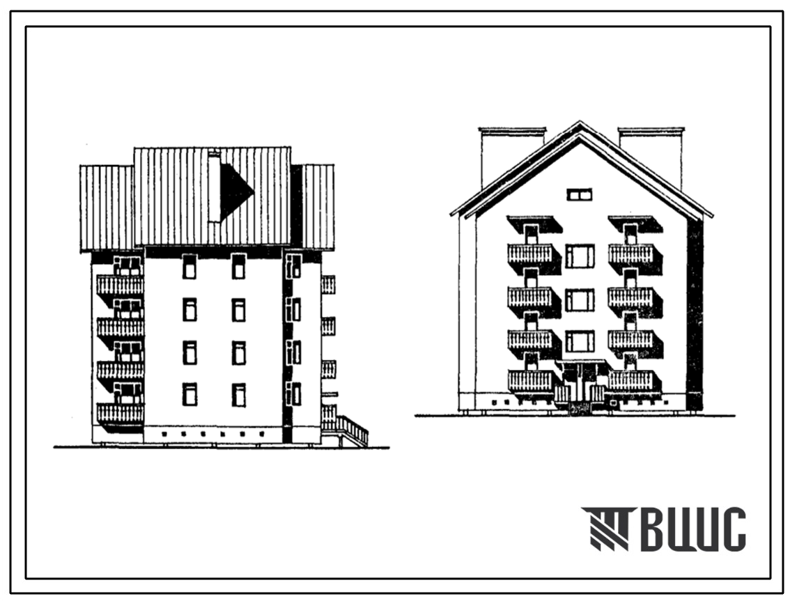 Типовой проект 114-204-24м.85 Односекционный дом на 16 квартир (однокомнатных 1Б – 8, двухкомнатных 2Б – 8). Общая площадь 724 м2