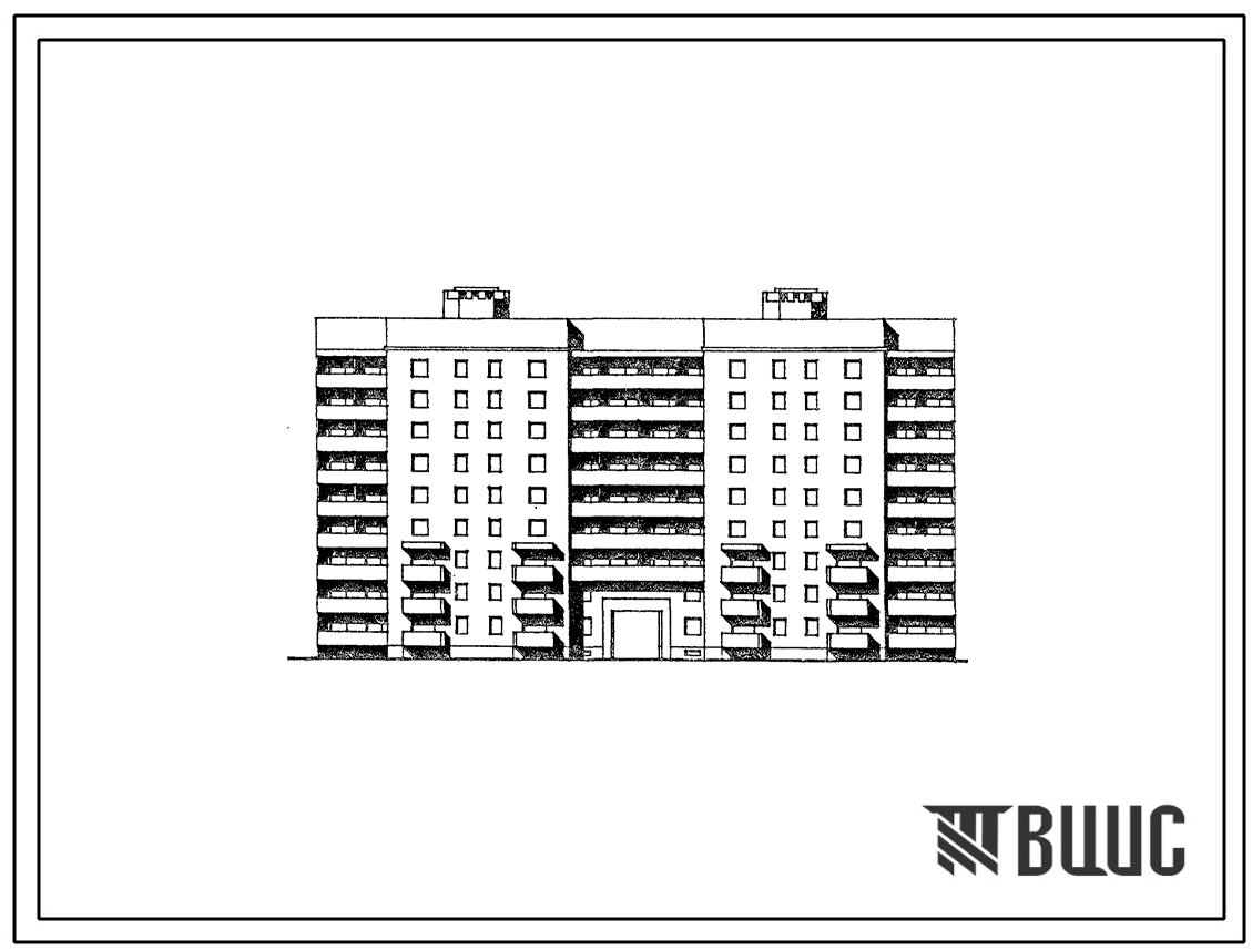 Типовой проект 89-0121.13.87 9-этажная рядовая со сквозным проездом блок-секция 1.2.3.4 на 72 квартиры. Для строительства в Белорусской ССР.