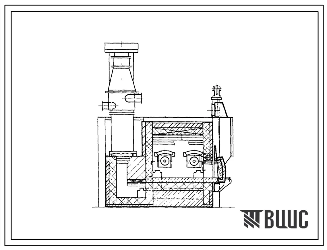 Типовой проект 406-9-146 Печь нагревательная камерная размерами пода 2,09х1,62 м на газе и мазуте среднего давления с отводом дыма в боров.