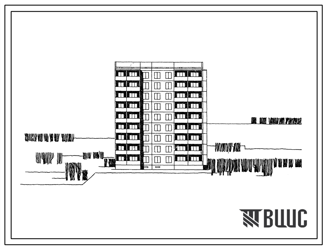 Типовой проект 96-033/75/1 Девятиэтажная угловая блок-секция У-1Б.2Б.2Б.3А на 36 квартир.