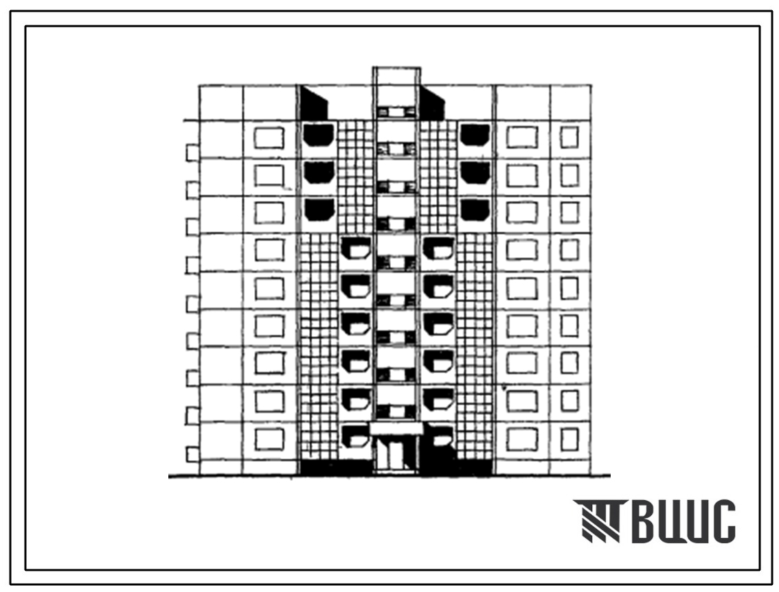 Типовой проект 143-08/1.2 Блок-секция торцевая девятиэтажная 36-квартирная 2Б-2Б-3Б-3Б (левая).
