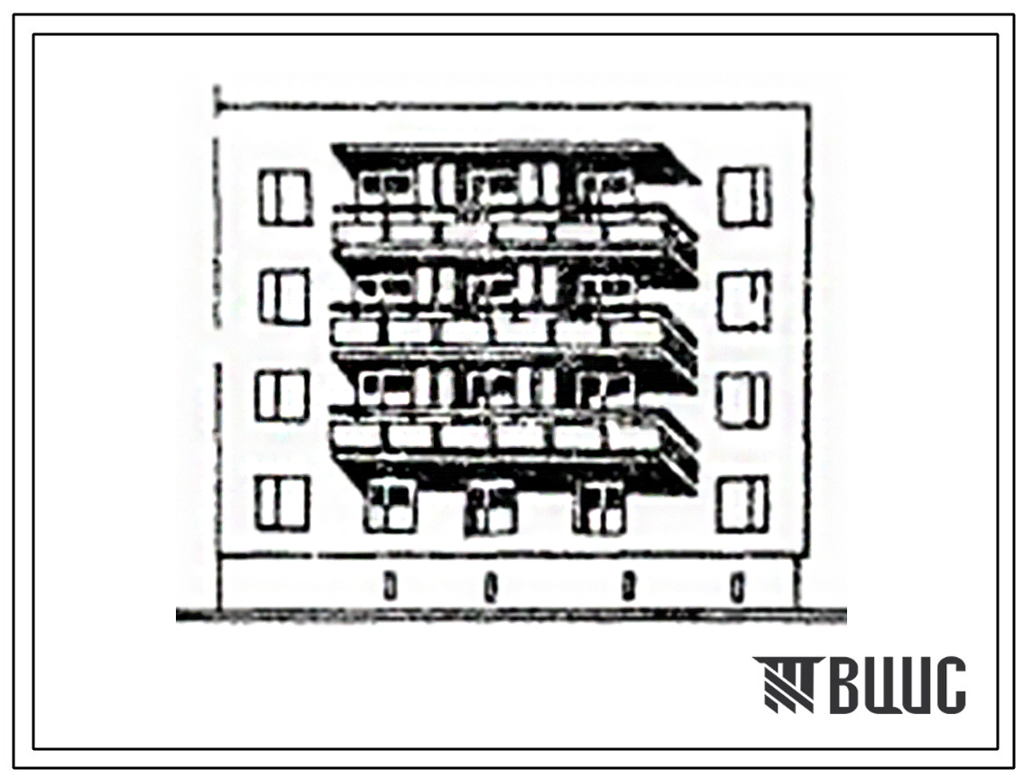Типовой проект 175-07с.84 Блок-секция 4-этажная 12-квартирная 3Б.2Б.1Б торцевая правая. Для строительства во 2 климатическом районе Киргизской ССР сейсмичностью 9 баллов.
