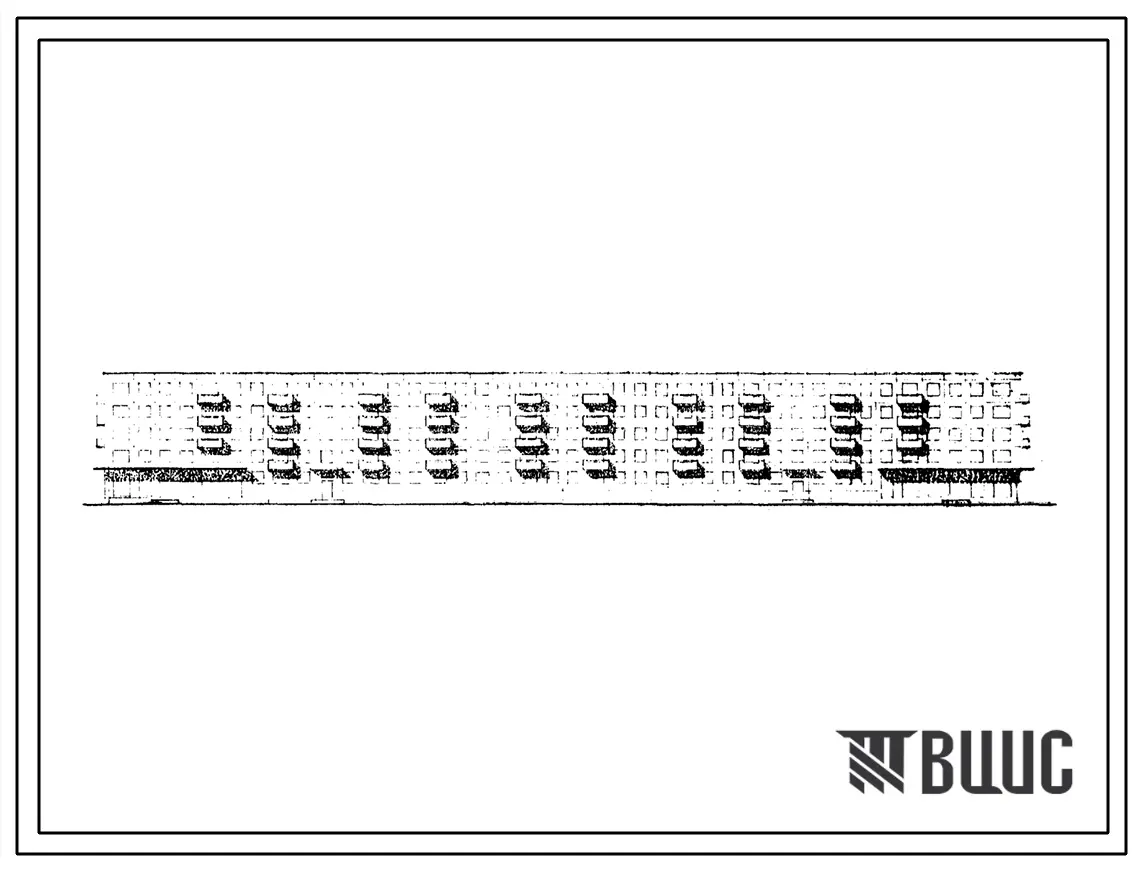 Типовой проект 1ЛГ-504Д-8 Пятиэтажный шестисекционный крупнопанельный жилой дом на 110 квартир (однокомнатных 36, двухкомнатных 26, трехкомнатных 46, четырехкомнатных 2) со встроенными магазинами в торцах первого этажа.