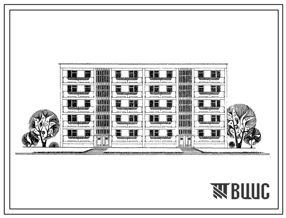 Типовой проект 102-05с Двойная блок-секция 5-этажного дома рядовая на 30 квартир (для строительства в районах с сейсмичностью7 баллов).
