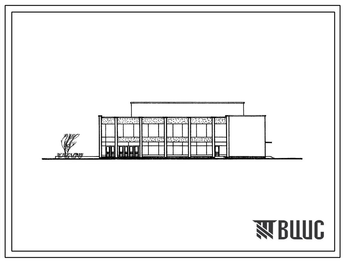 Типовой проект 272-12-34 Унифицированное здание магазина торговой площадью 1000 м2 с пятью вариантами технологических планировок («Товары для детей», «Товары для юношества», «Товары для женщин», «Товары для мужчин», «Культтовары»).