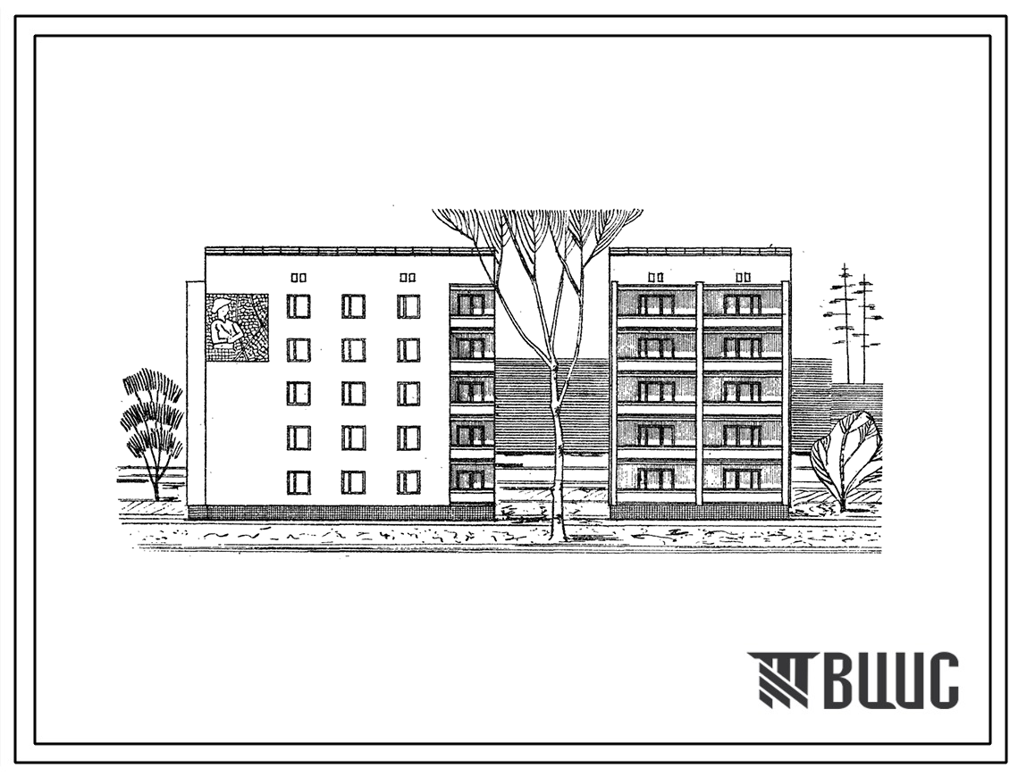 Типовой проект 87-033 Блок-секция 5-этажного дома торцевая левая на 15 квартир для строительства на неравномерно сжимаемых грунтах.