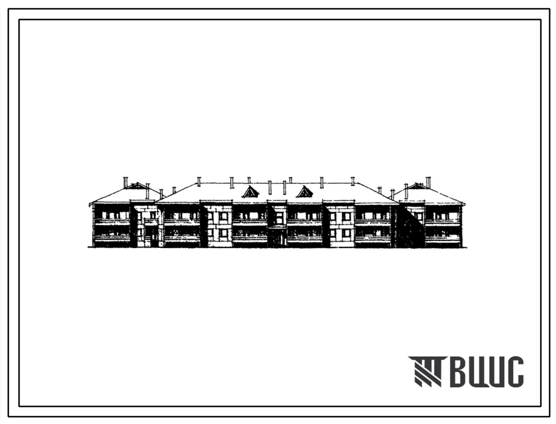 Типовой проект 113-17-16 Двухэтажный трехсекционный 22  квартирный дом с квартирами типа 1Б.2Б.3Б.4Б.