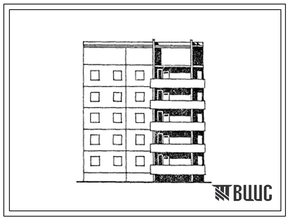 Типовой проект 135-0312с.13.87 5-этажная торцевая правая блок-секция на 15 квартир 1-2-3 для строительства в г. Иркутске