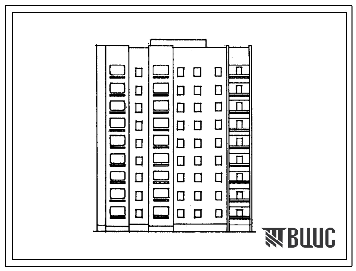 Типовой проект 153-013с.86 Девятиэтажная блок-секция торцевая левая на 36 квартир. Для строительства в городах и поселках городского типа. Со стенами из монолитного железобетона