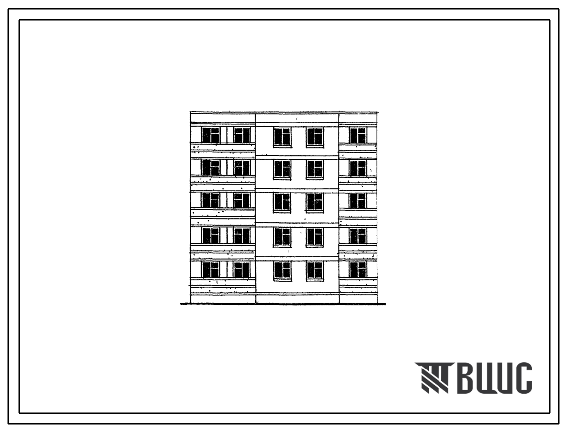 Типовой проект 102-036 Пятиэтажная рядовая левая блок-секция на 15 квартир (однокомнатных 1А-5, двухкомнатных 2Б-5, трехкомнатных 3А-5). Для строительства в 3Б климатическом подрайоне Молдавской ССР