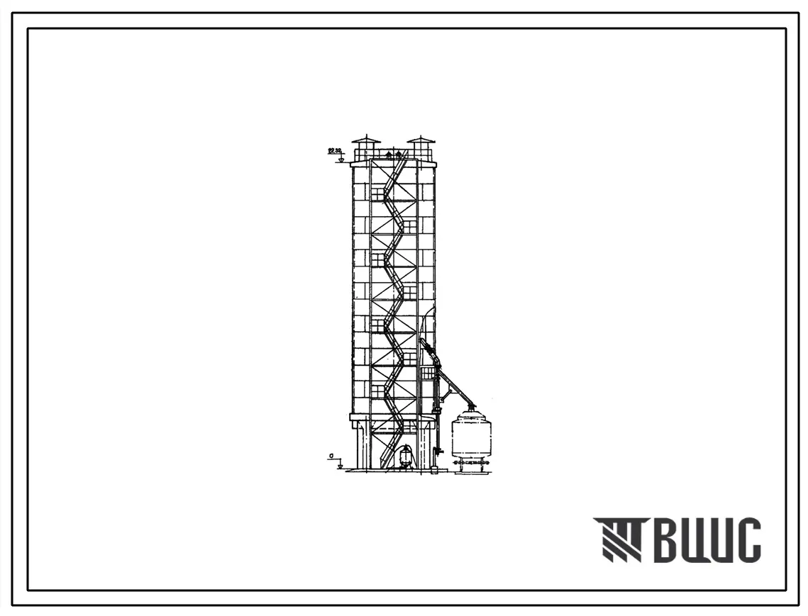 Типовой проект 501-118 Пескоснабжение установки для локомотивов. Башенный склад сухого песка емкостью 800 м3 (с наземным помещением для оборудования).