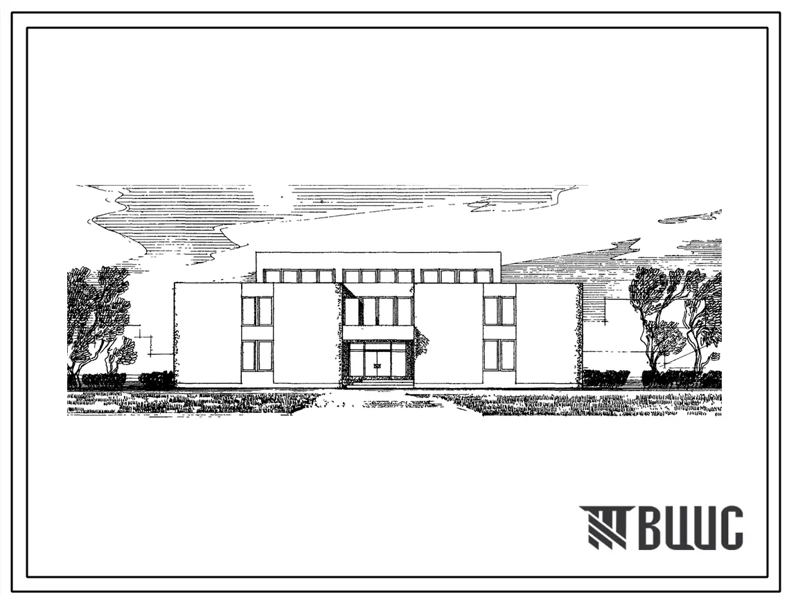 Типовой проект 264-22-2 Здание районного отделения Госбанка со сберкассой на 80 сотрудников. Для строительства во 2 и 3 строительно-климатических зонах.