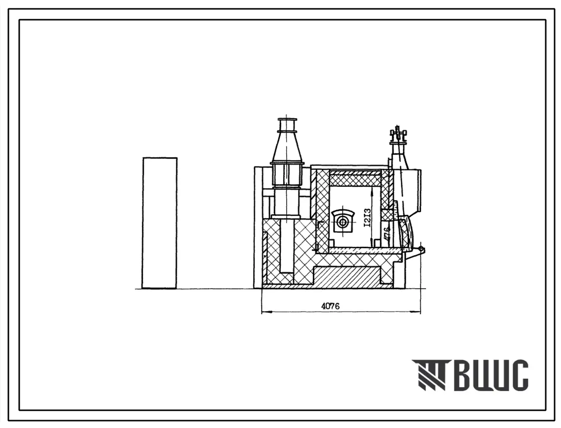 Типовой проект 406-9-222 Печь нагревательная камерная размерами пода 1,16х1,5 м на газе и мазуте с отводом дыма вверх
