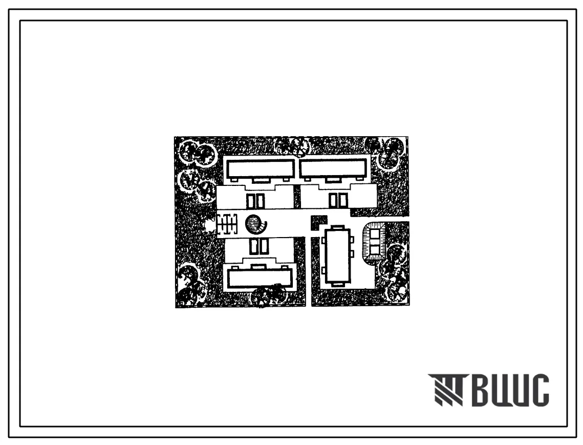 Типовой проект 214-02-169п Детский сад-ясли на 140 мест. Для строительства в IV климатическом районе на грунтах II типа просадочности. Схема генплана.