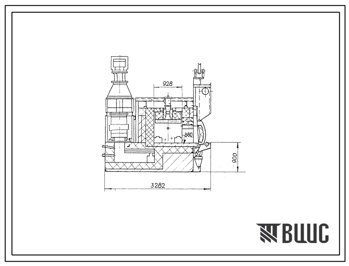 Типовой проект 406-9-259.83 Печь нагревательная двухкамерная, размеры пода 2(1,04х0,93) м, на газе низкого давления с отводом дыма вниз