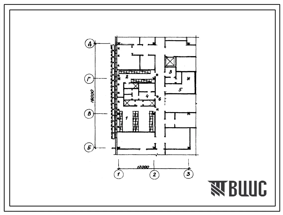 Типовой проект Б-3-65(272-23-12с) Помещения 1 этажа комплексного предприятия общественного питания (в конструкциях иис-04) на 230 мест, (убежище на 65 человек, размеры убежища 18м на 12м, режимы вентиляции 1).