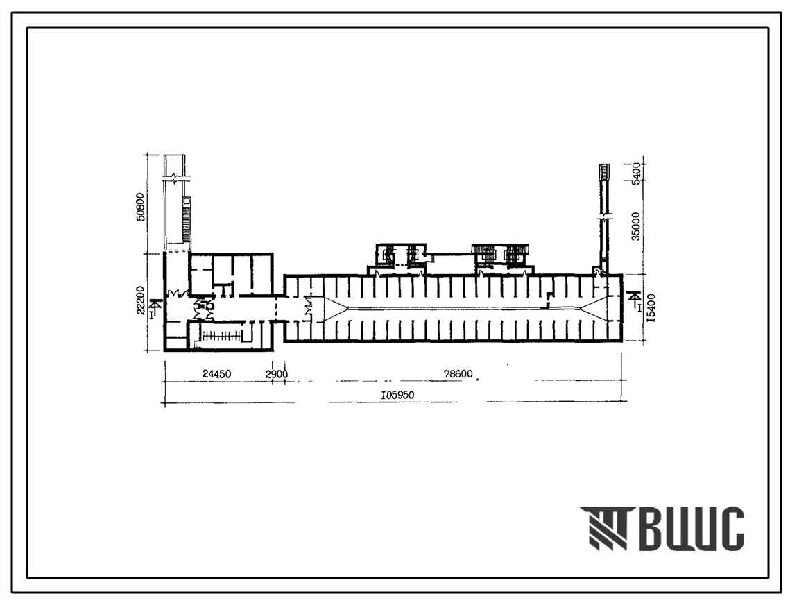Типовой проект А-II-47/2400-80/2П Гараж-стоянка типа «А» под 3-х секционным жилым домом П30-5/12Г