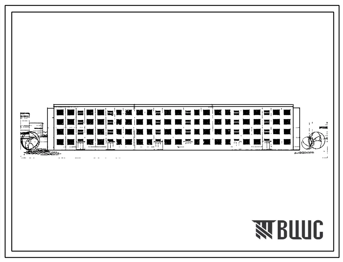 Типовой проект 1Уз-500ТСП-2 Крупнопанельный четырехэтажный шестисекционный дом на 56 квартир.