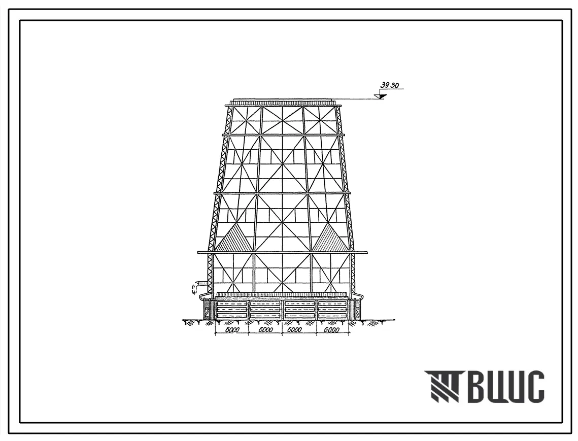 Типовой проект 901-6-11 Башенная градирня площадь орошения 576 м2 с 2-х ярусным асбестоцементным оросителем.