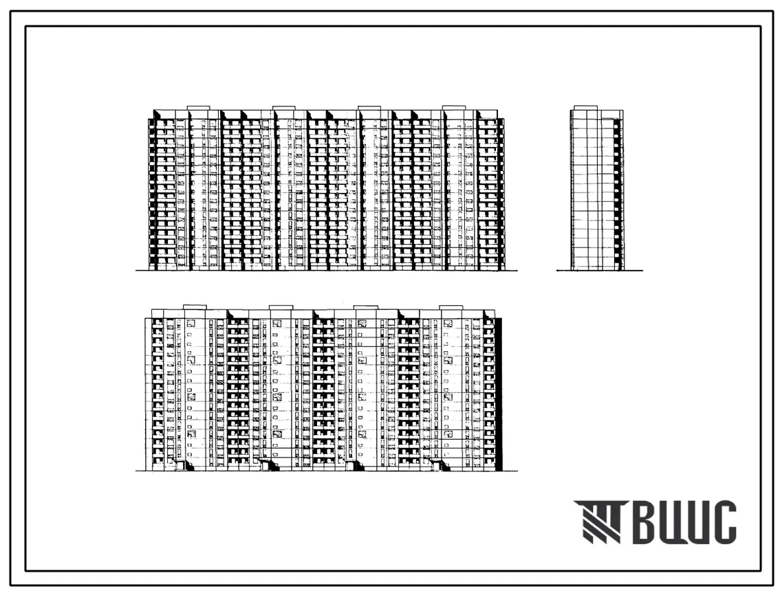 Типовой проект П1/16 16-этажный 4-секционный 256-квартирный панельный жилой дом широтной ориентации