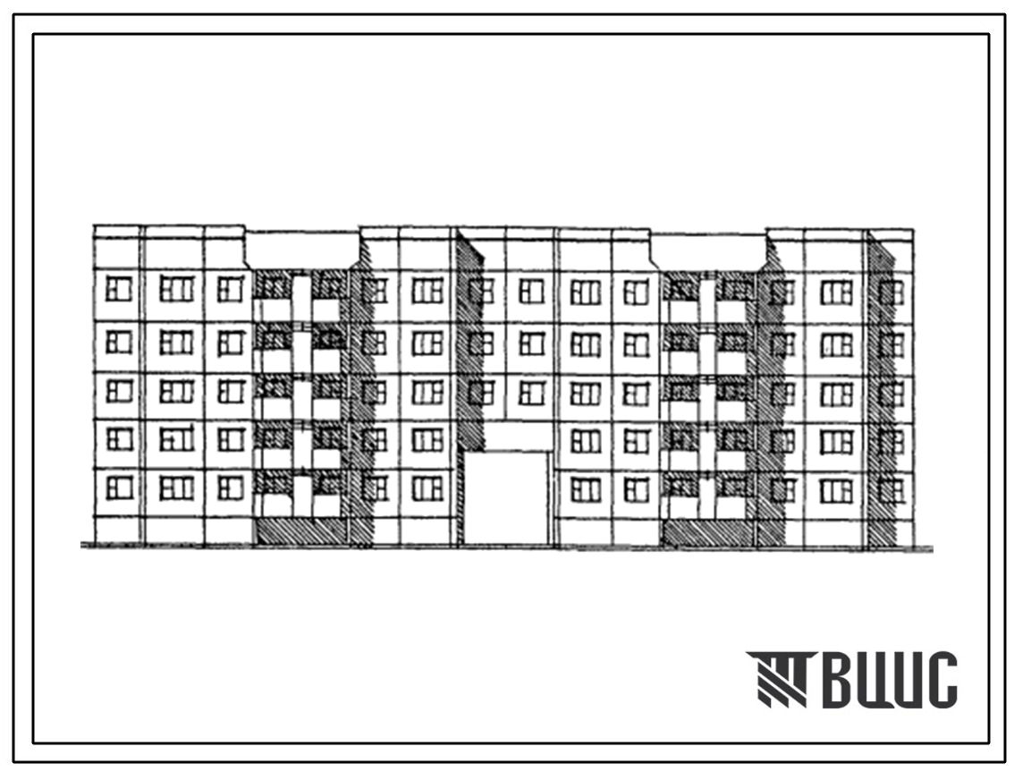 Типовой проект 112-037.86 Крупнопанельные жилые дома. Блок-секция 5-этажная 40-квартирная рядовая с проездом 2Б.2Б.3Б.3Б - 2Б.2Б.3Б.3Б