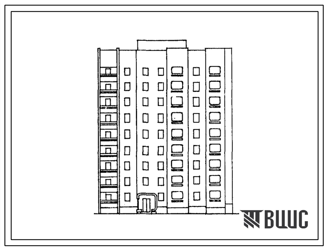 Типовой проект 153-015с.86 Девятиэтажная блок-секция правая на 36 квартир. Для строительства в городах и поселках городского типа. Со стенами из монолитного железобетона