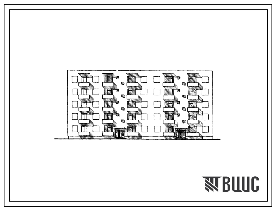 Типовой проект 98-030с Пятиэтажная блок-секция поворотная правая на 20 квартир (двухкомнатных 2Б-10; трехкомнатных 3А-5; пятикомнатных 5А-5). Для строительства в районах сейсмичностью 8 баллов