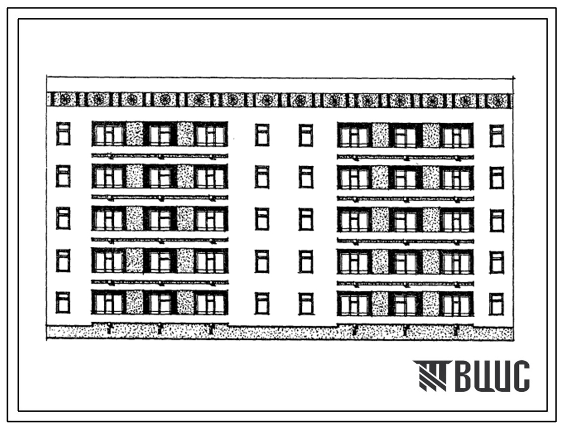 Типовой проект 63-057с.13.86 Блок-секция 5-этажная 20-квартирная рядовая с торцовыми окончаниями 4Б.3Б-3А.4А (для Азербайджанской ССР)