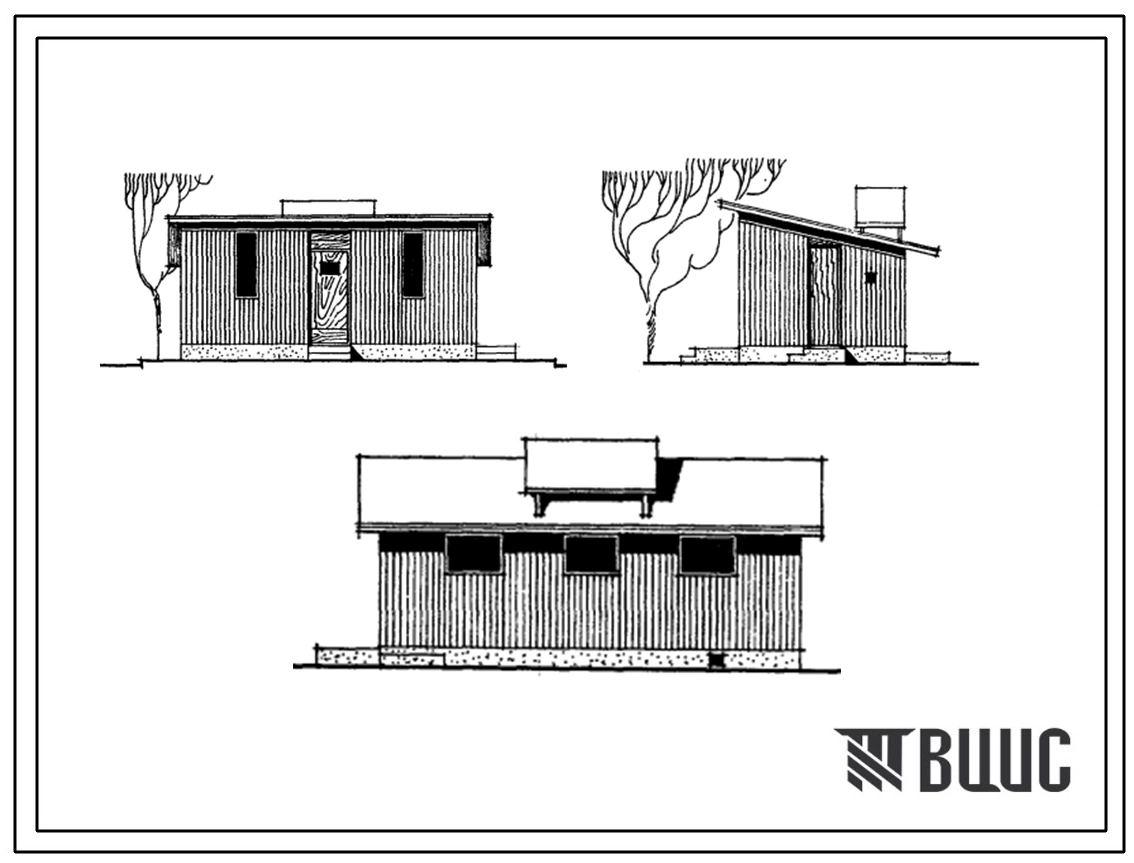 Типовой проект 199-000-81с Хозяйственная постройка к садовым домикам (помещения для птиц, хозинвентаря, летний душ, дворовая уборная, передняя). Для строительства во 2В, 3Б, 3В и 4Г климатических подрайонах Армянской ССР сейсмичностью 7, 8 и 9 баллов