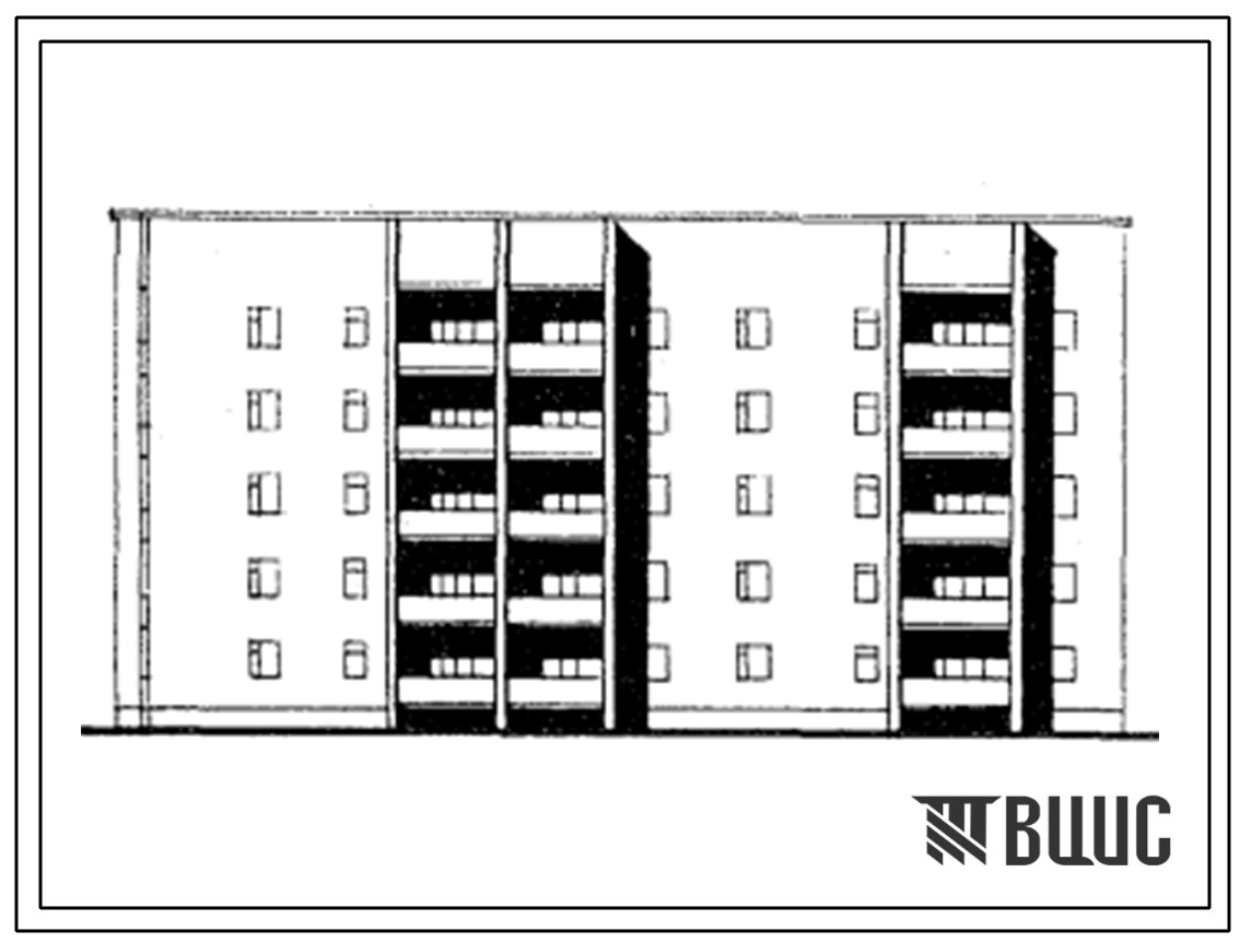 Типовой проект 86-042.13.86 Блок-секция 5-этажная 34-квартирная угловая левая 1Б-2Б-2Б - 1Б-3А-3Б-3Б (для строительства в Коми АССР)