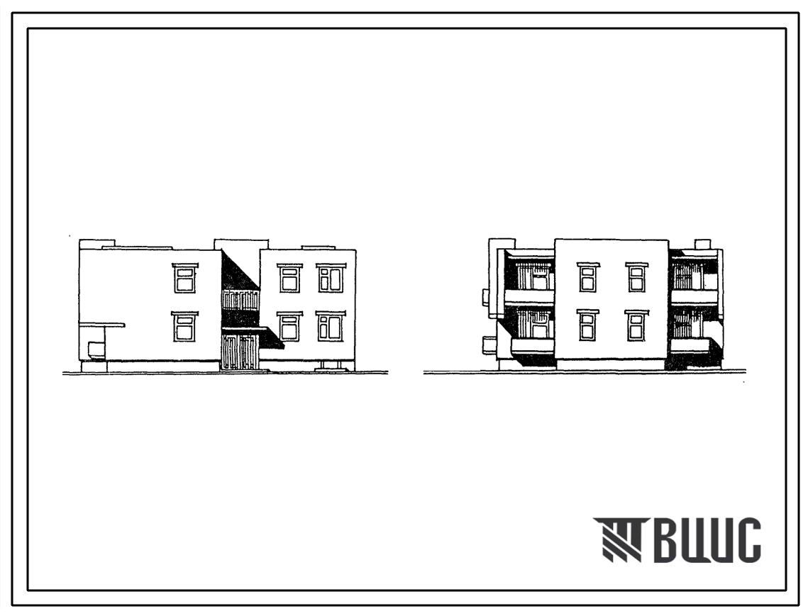 Типовой проект 89-0105.13.86 Двухэтажная торцово-угловая блок-секция на 6 квартир (левая). Для Белорусской ССР