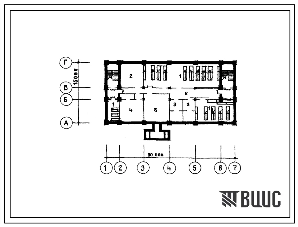 Типовой проект Б-2-335(262-19-24) Складные помещения в подвале фильмотеки на 5000 фильмокопий, (убежище на 335 человек, размеры убежища 30м на 15м, режимы вентиляции 1,2,3).