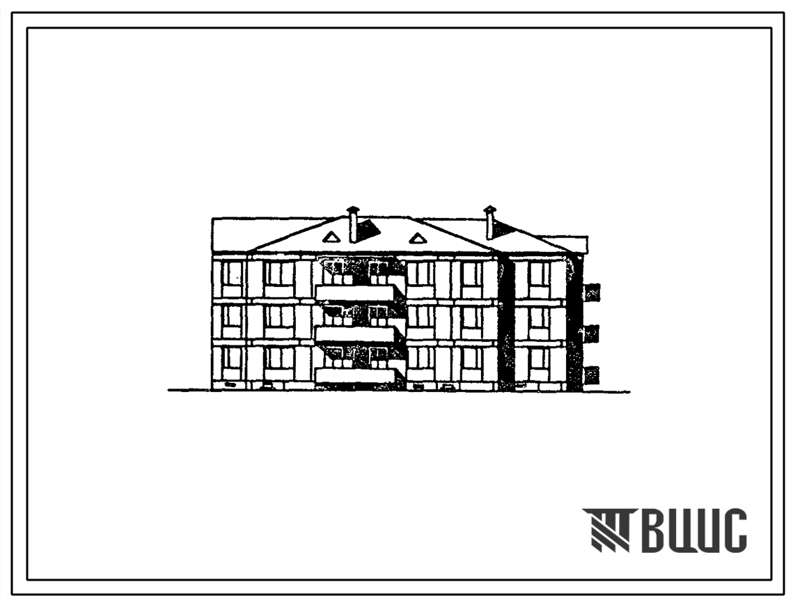 Типовой проект 81-018.13.88 Трехэтажная блок-секция угловая правая на 15 квартир. Для Калининграда и Калининградской области