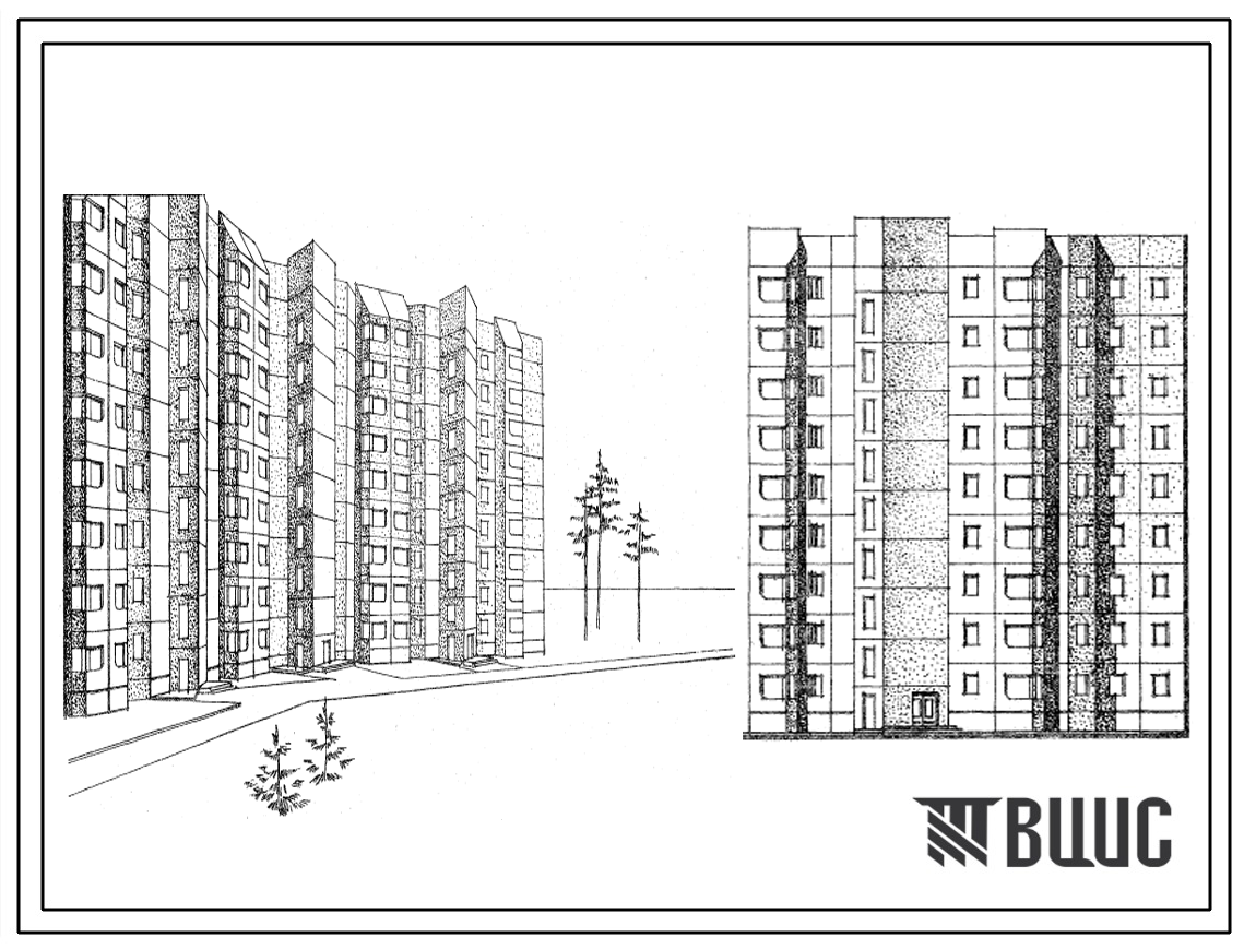 Типовой проект 122-052см.84 9-этажные жилые блоки поворотные. Для строительства в районах сейсмичностью 7 и 8 баллов и несейсмических районах.