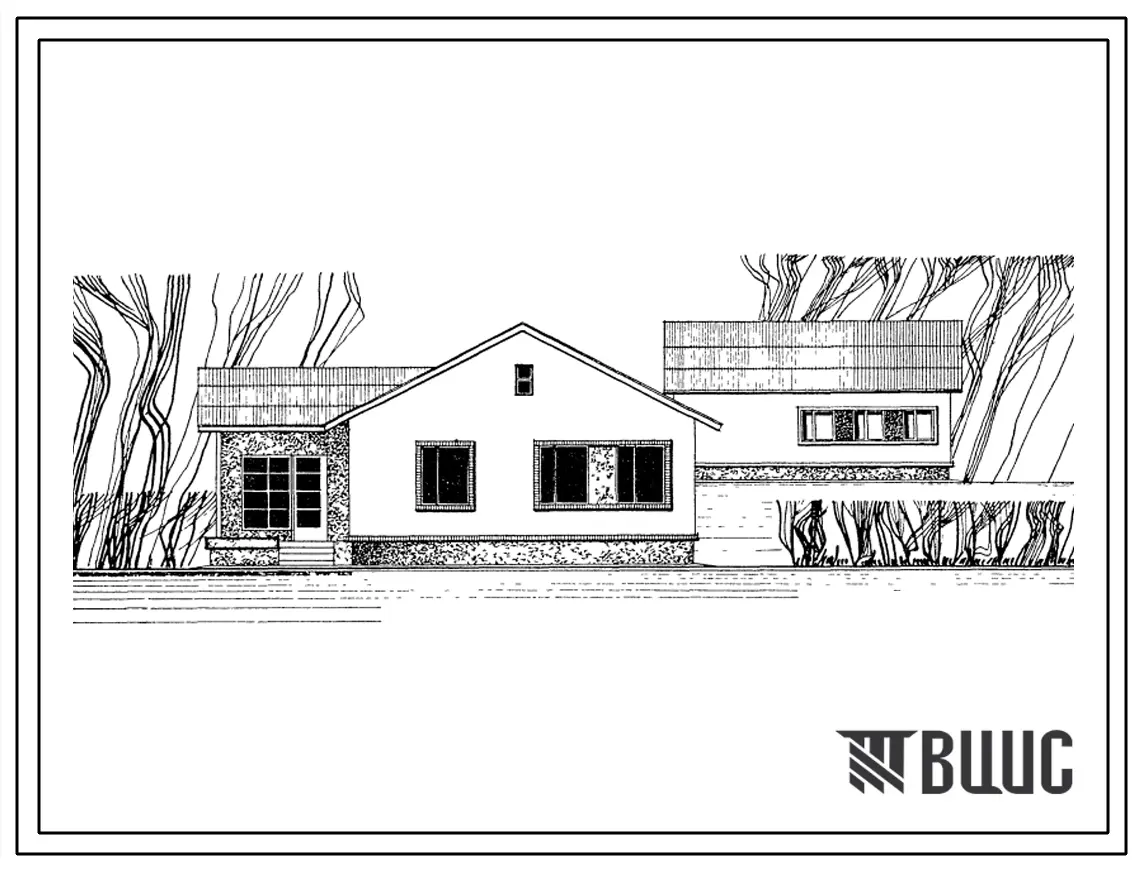 Типовой проект 184-12-46/67 Одноквартирный трехкомнатный дом для строительства в Беларусской ССР. Расчетная наружная температура -25?С. (Для 1 проектно-строительной зоны).