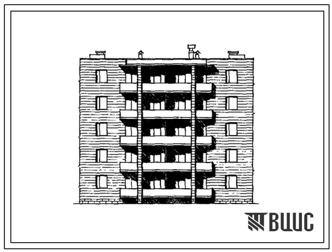 Типовой проект 1А-450-029с Блок-секция поворотная на 10 квартир 5-этажных жилых домов со стенами кладки "Мидис" (с внешним углом поворота)