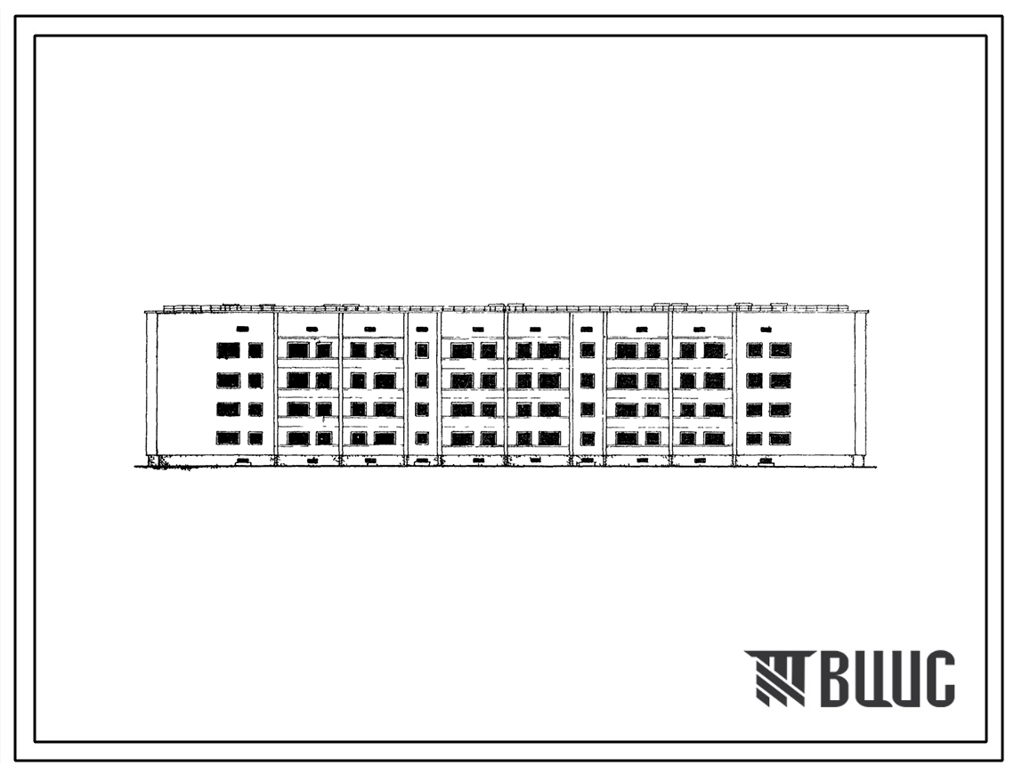 Типовой проект 115-208-4 Четырехэтажный четырехсекционный жилой дом на 40 квартир. (С поперечными несущими стенами).