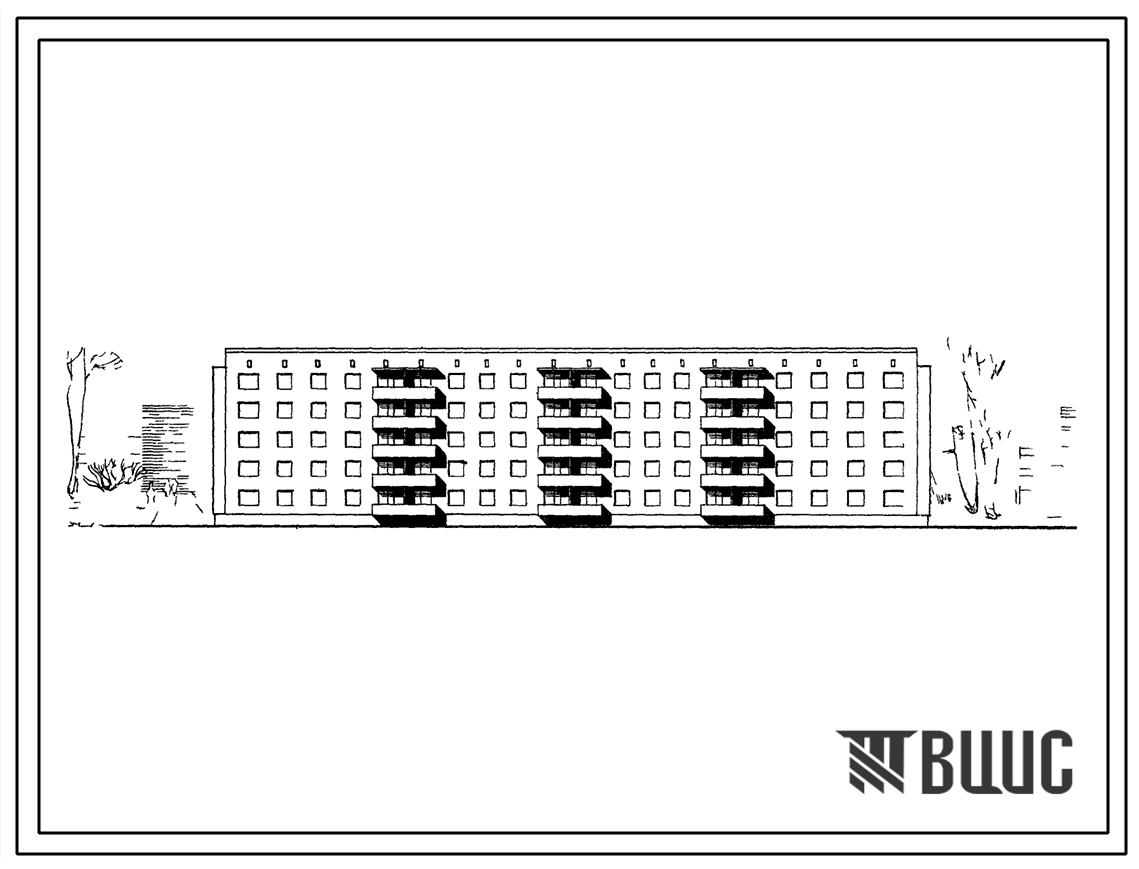 Типовой проект 114-87-3 Пятиэтажный четырехсекционный жилой дом на 50 квартир. Для строительства во 2 и 3 строительно-климатических зонах.