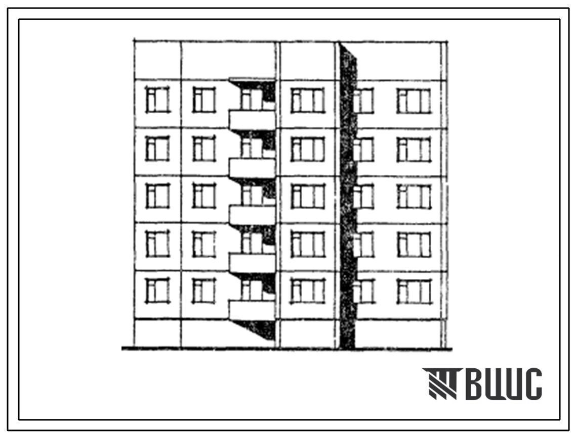 Типовой проект 185-04.13.86 Блок-секция 5-этажная 15-квартирная торцевая правая 2-3-4. Для строительства в г.Северодвинске.
