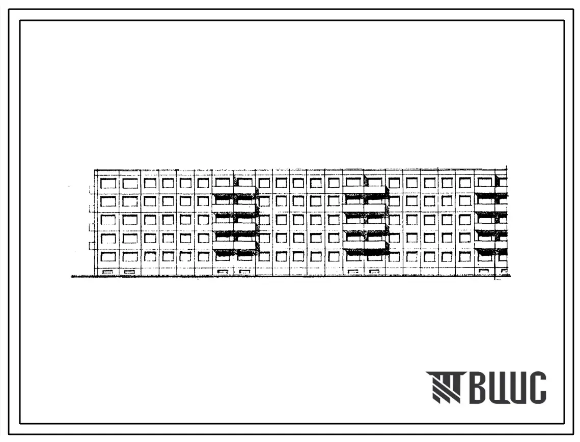 Типовой проект 1ЛГ-504Д-6 Пятиэтажный шестисекционный крупнопанельный жилой дом на 119 квартир (двухкомнатных 89, трехкомнатных 29, четырехкомнатных 1).