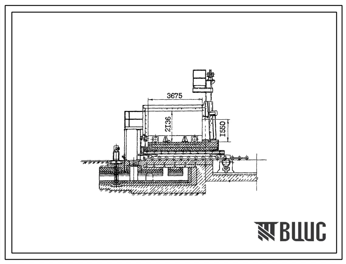 Типовой проект 406-9-248 Печь термическая с выкатным подом размерами 2,0х3,5 м на газе с отводом продуктов сгорания в боров
