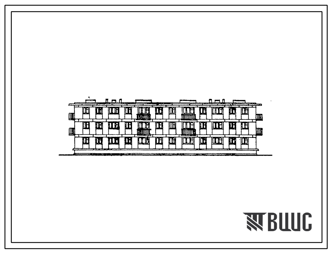 Типовой проект 1-307с-1с Трехэтажный двухсекционный дом на 24 квартиры, с ваннами, с подвалом и без подвала.