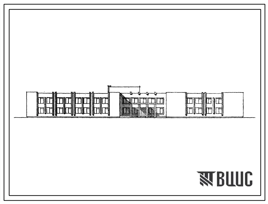Типовой проект 224-1-374 Средняя школа на 12 классов (464 учащихся). Стены кирпичные
