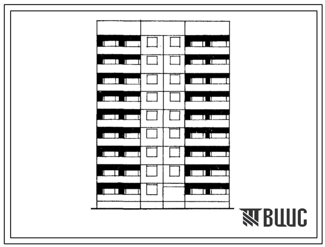 Типовой проект 1Лг-602-015/1 Блок-секция 9-этажная 35-квартирная рядовая 1А-1А-2Б-2Б (для городского строительства в Латвийской ССР)