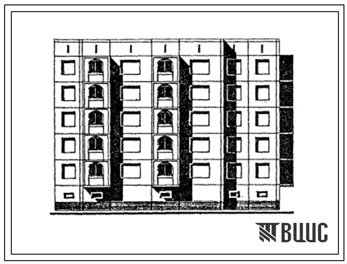 Типовой проект 97-0296м.86 Блок-секция 5-этажная 19-квартирная угловая правая 1Б-1Б-3Б-4Б
