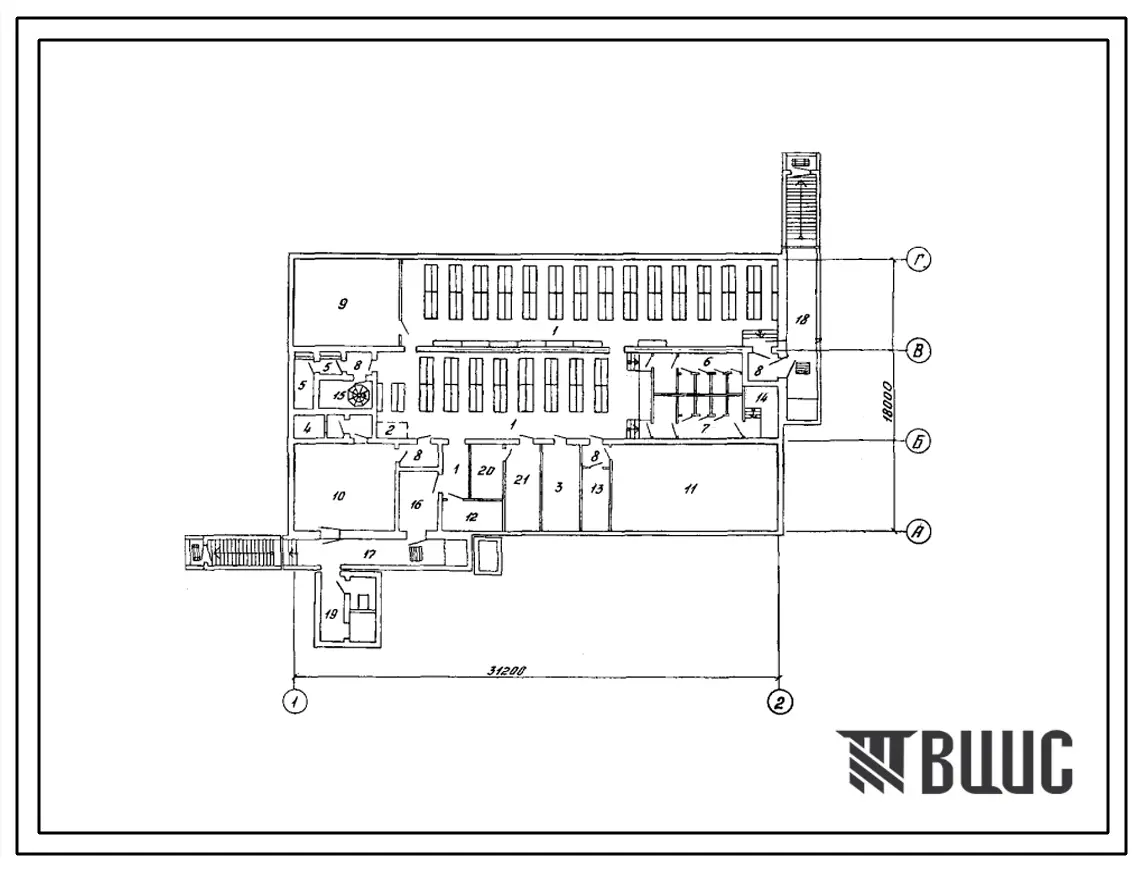 Типовой проект А-IV-600-510.91 Склад материалов и оборудования отдельно стоящий заглубленный. Стены монолитные железобетонные (убежище на 600 человек, размеры убежища 31,2м на 18м, режимы вентиляции 1,2,3).