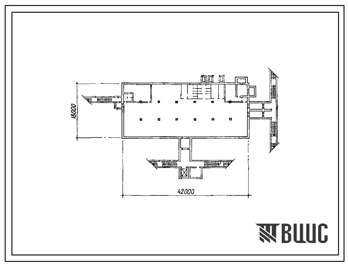Типовой проект А-II-1200-341.86 Склад материалов и оборудования отдельно стоящий заглубленный. Стены из железобетонных панелей по серии У-01-02/80 (убежище на 1200 человек, размеры убежища 42м на 12м, режимы вентиляции 1,2)