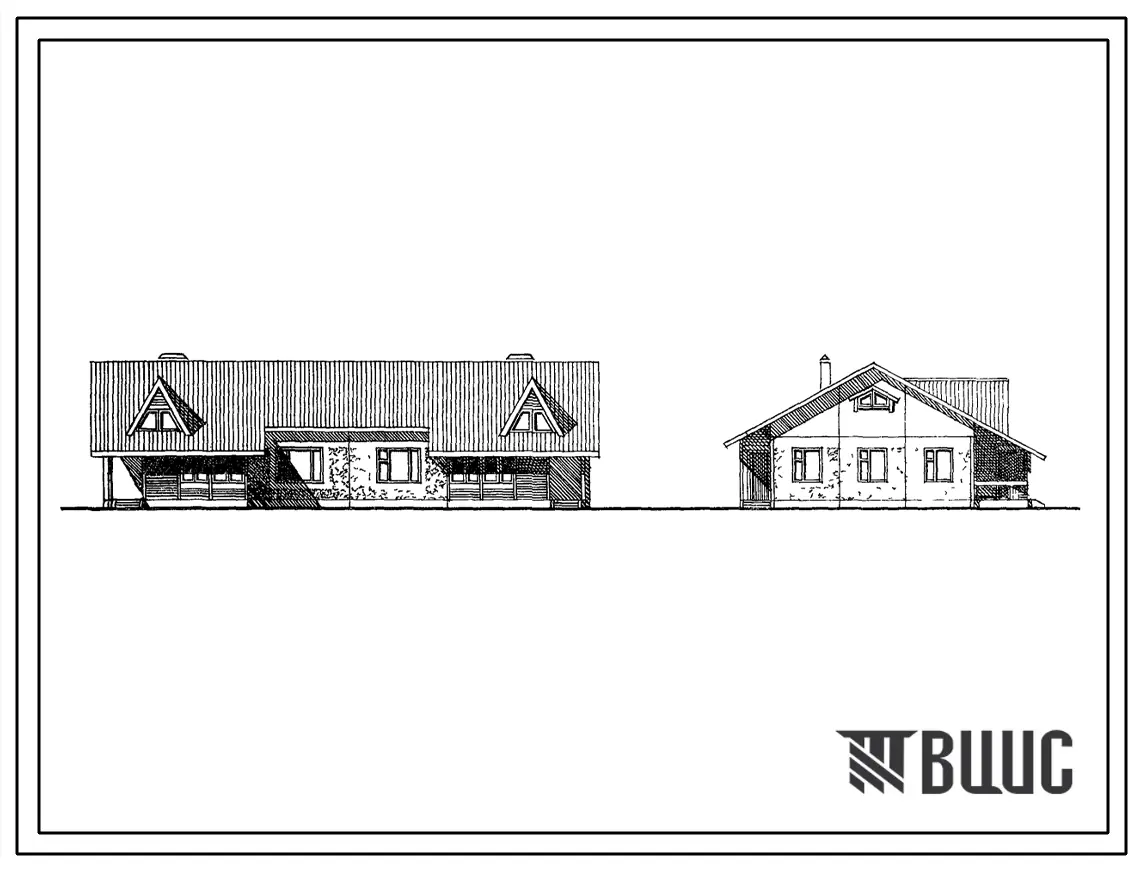 Типовой проект 181-97-180.83 Дом на 2 квартиры (трехкомнатных 3Б – 1, четырехкомнатных 4Б – 1) для усадебной застройки по кассетной технологии. Общая площадь 163 м2 (СТЕНЫ ИЗ ТРЕХСЛОЙНЫХ КЕРАМЗИТОБЕТОННЫХ ПАНЕЛЕЙ, Перекрытия железобетонные. Полное инжене